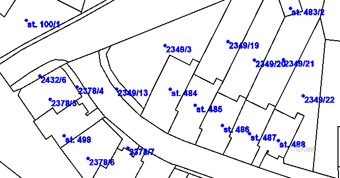 Parcela st. 484 v KÚ Lubenec, Katastrální mapa
