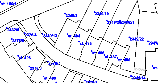 Parcela st. 485 v KÚ Lubenec, Katastrální mapa