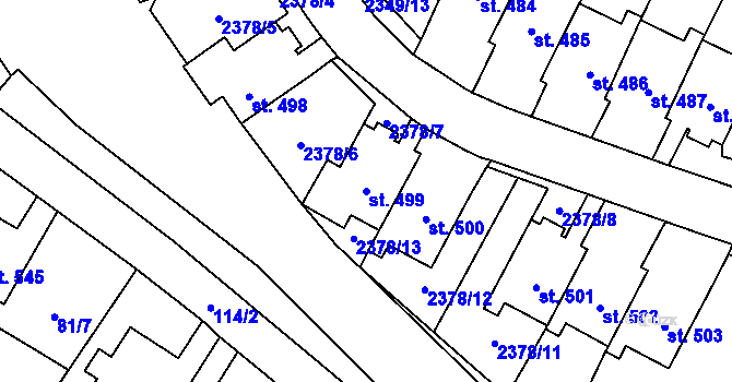 Parcela st. 499 v KÚ Lubenec, Katastrální mapa