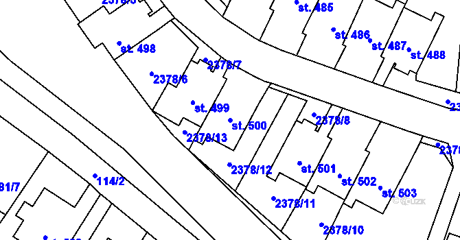 Parcela st. 500 v KÚ Lubenec, Katastrální mapa