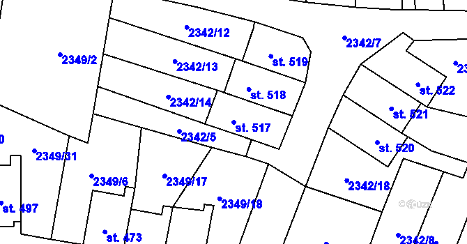 Parcela st. 517 v KÚ Lubenec, Katastrální mapa