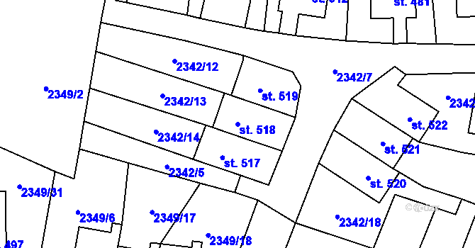 Parcela st. 518 v KÚ Lubenec, Katastrální mapa
