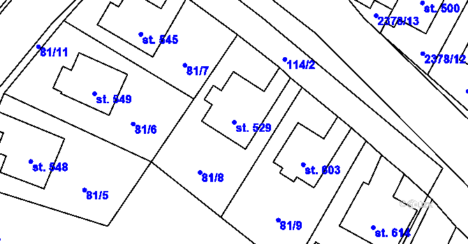 Parcela st. 529 v KÚ Lubenec, Katastrální mapa