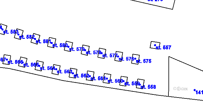 Parcela st. 577 v KÚ Lubenec, Katastrální mapa