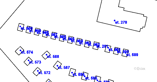 Parcela st. 593 v KÚ Lubenec, Katastrální mapa