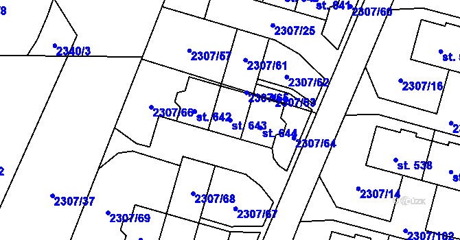 Parcela st. 643 v KÚ Lubenec, Katastrální mapa