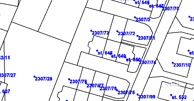 Parcela st. 648 v KÚ Lubenec, Katastrální mapa