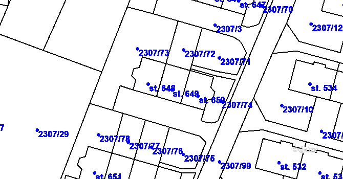 Parcela st. 649 v KÚ Lubenec, Katastrální mapa