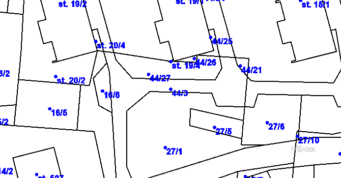 Parcela st. 44/3 v KÚ Lubenec, Katastrální mapa