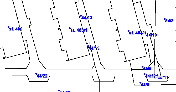 Parcela st. 44/15 v KÚ Lubenec, Katastrální mapa