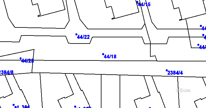 Parcela st. 44/18 v KÚ Lubenec, Katastrální mapa