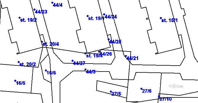 Parcela st. 44/26 v KÚ Lubenec, Katastrální mapa