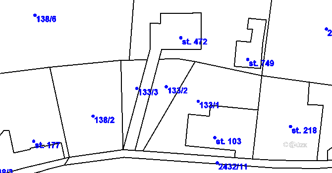 Parcela st. 133/2 v KÚ Lubenec, Katastrální mapa