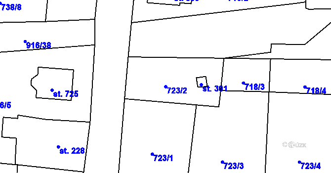 Parcela st. 723/2 v KÚ Lubenec, Katastrální mapa