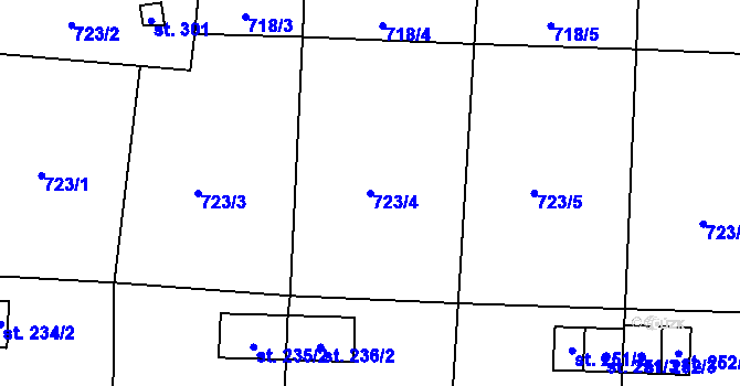 Parcela st. 723/4 v KÚ Lubenec, Katastrální mapa