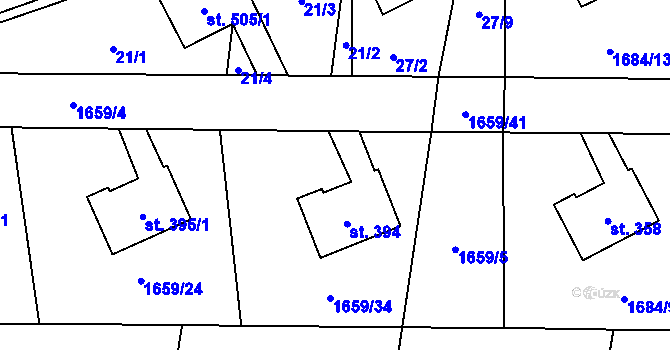 Parcela st. 1659/32 v KÚ Lubenec, Katastrální mapa