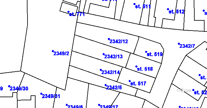 Parcela st. 2342/13 v KÚ Lubenec, Katastrální mapa