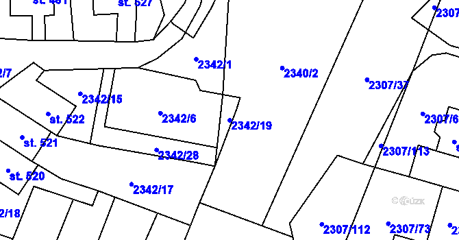 Parcela st. 2342/19 v KÚ Lubenec, Katastrální mapa