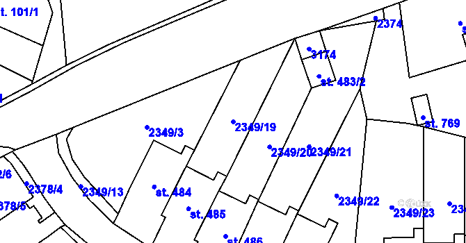 Parcela st. 2349/19 v KÚ Lubenec, Katastrální mapa