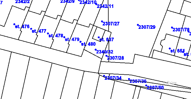 Parcela st. 2349/32 v KÚ Lubenec, Katastrální mapa