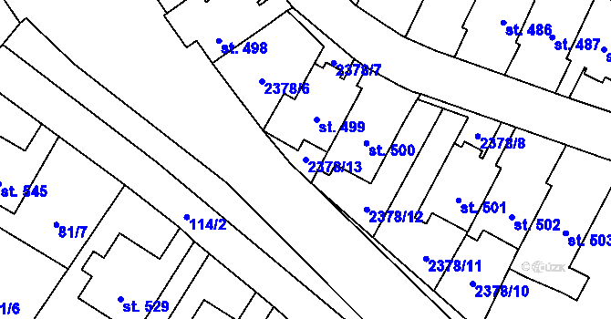 Parcela st. 2378/13 v KÚ Lubenec, Katastrální mapa