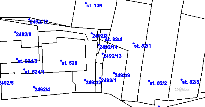Parcela st. 2492/13 v KÚ Lubenec, Katastrální mapa