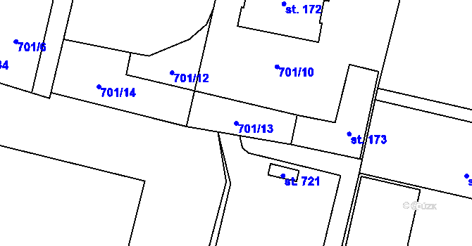 Parcela st. 701/13 v KÚ Lubenec, Katastrální mapa