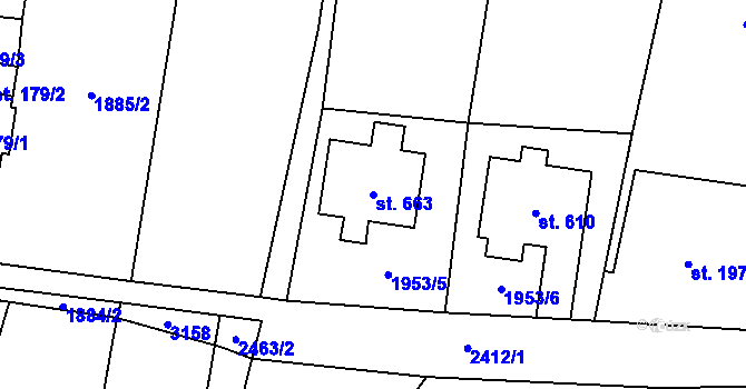 Parcela st. 663 v KÚ Lubenec, Katastrální mapa