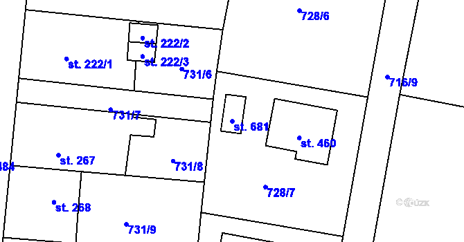 Parcela st. 681 v KÚ Lubenec, Katastrální mapa