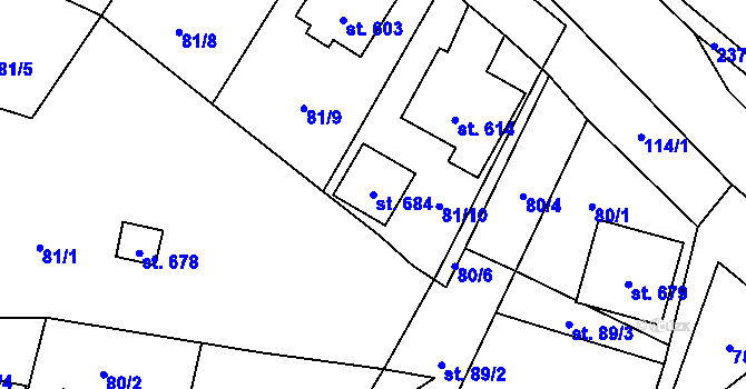 Parcela st. 684 v KÚ Lubenec, Katastrální mapa