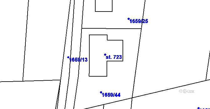 Parcela st. 723 v KÚ Lubenec, Katastrální mapa