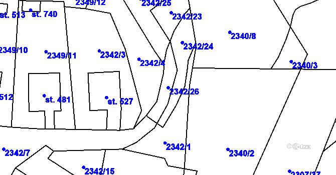 Parcela st. 2342/26 v KÚ Lubenec, Katastrální mapa
