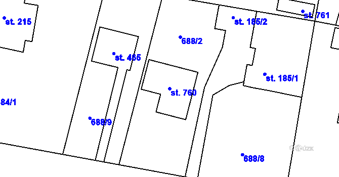 Parcela st. 760 v KÚ Lubenec, Katastrální mapa