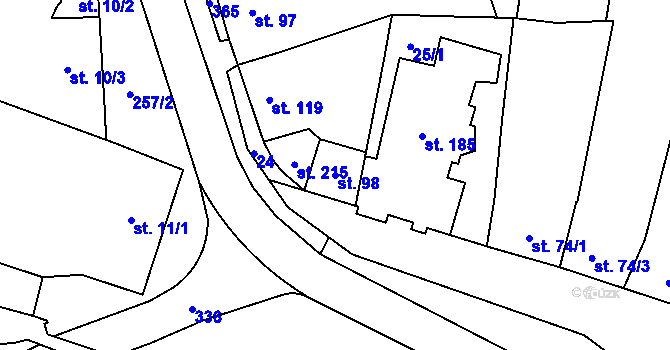 Parcela st. 98 v KÚ Luběnice, Katastrální mapa
