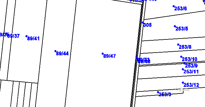 Parcela st. 89/47 v KÚ Luběnice, Katastrální mapa