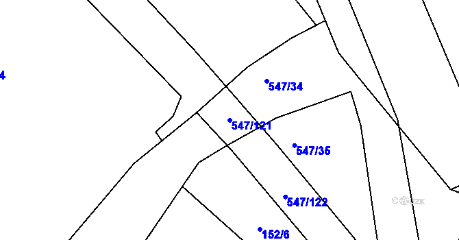 Parcela st. 547/121 v KÚ Drnholec nad Lubinou, Katastrální mapa