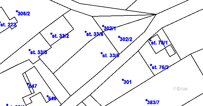 Parcela st. 33/5 v KÚ Drnholec nad Lubinou, Katastrální mapa