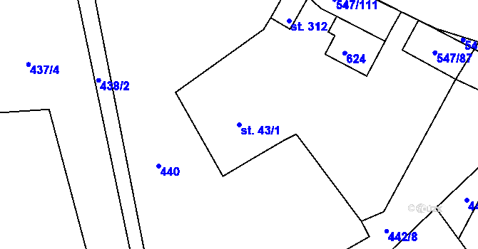 Parcela st. 43/1 v KÚ Drnholec nad Lubinou, Katastrální mapa