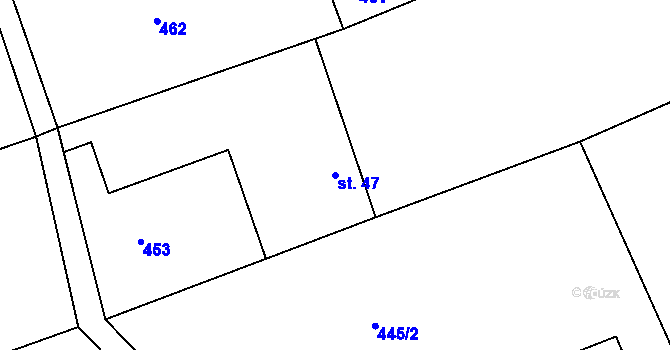 Parcela st. 47 v KÚ Drnholec nad Lubinou, Katastrální mapa