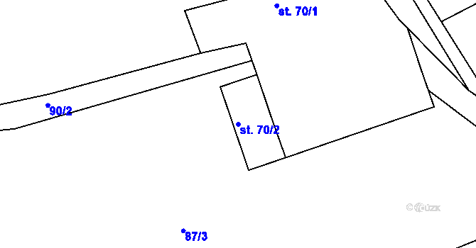 Parcela st. 70/2 v KÚ Drnholec nad Lubinou, Katastrální mapa