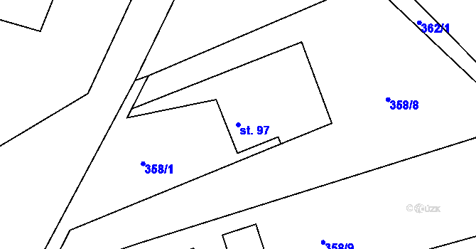 Parcela st. 97 v KÚ Drnholec nad Lubinou, Katastrální mapa