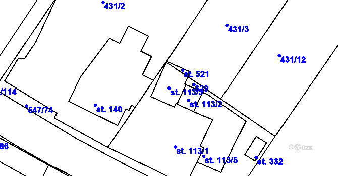 Parcela st. 113/3 v KÚ Drnholec nad Lubinou, Katastrální mapa
