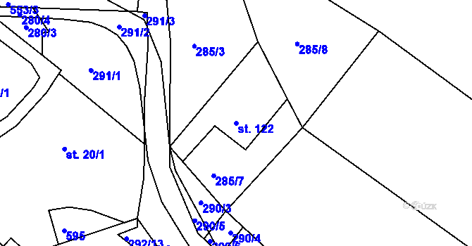 Parcela st. 122 v KÚ Drnholec nad Lubinou, Katastrální mapa