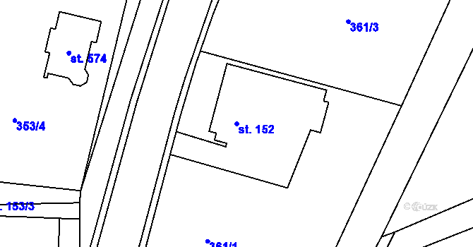 Parcela st. 152 v KÚ Drnholec nad Lubinou, Katastrální mapa
