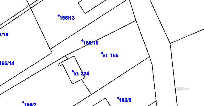 Parcela st. 155 v KÚ Drnholec nad Lubinou, Katastrální mapa