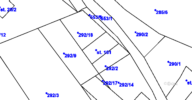 Parcela st. 161 v KÚ Drnholec nad Lubinou, Katastrální mapa