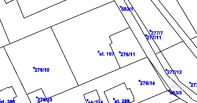Parcela st. 167 v KÚ Drnholec nad Lubinou, Katastrální mapa