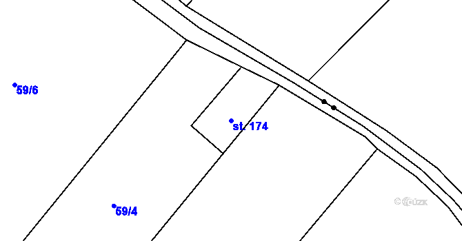 Parcela st. 174 v KÚ Drnholec nad Lubinou, Katastrální mapa