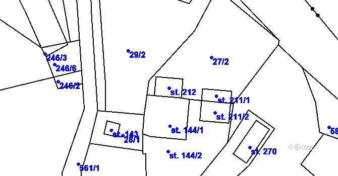 Parcela st. 212 v KÚ Drnholec nad Lubinou, Katastrální mapa