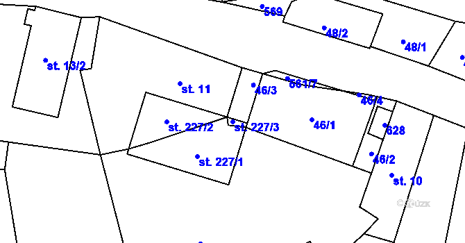 Parcela st. 227/3 v KÚ Drnholec nad Lubinou, Katastrální mapa